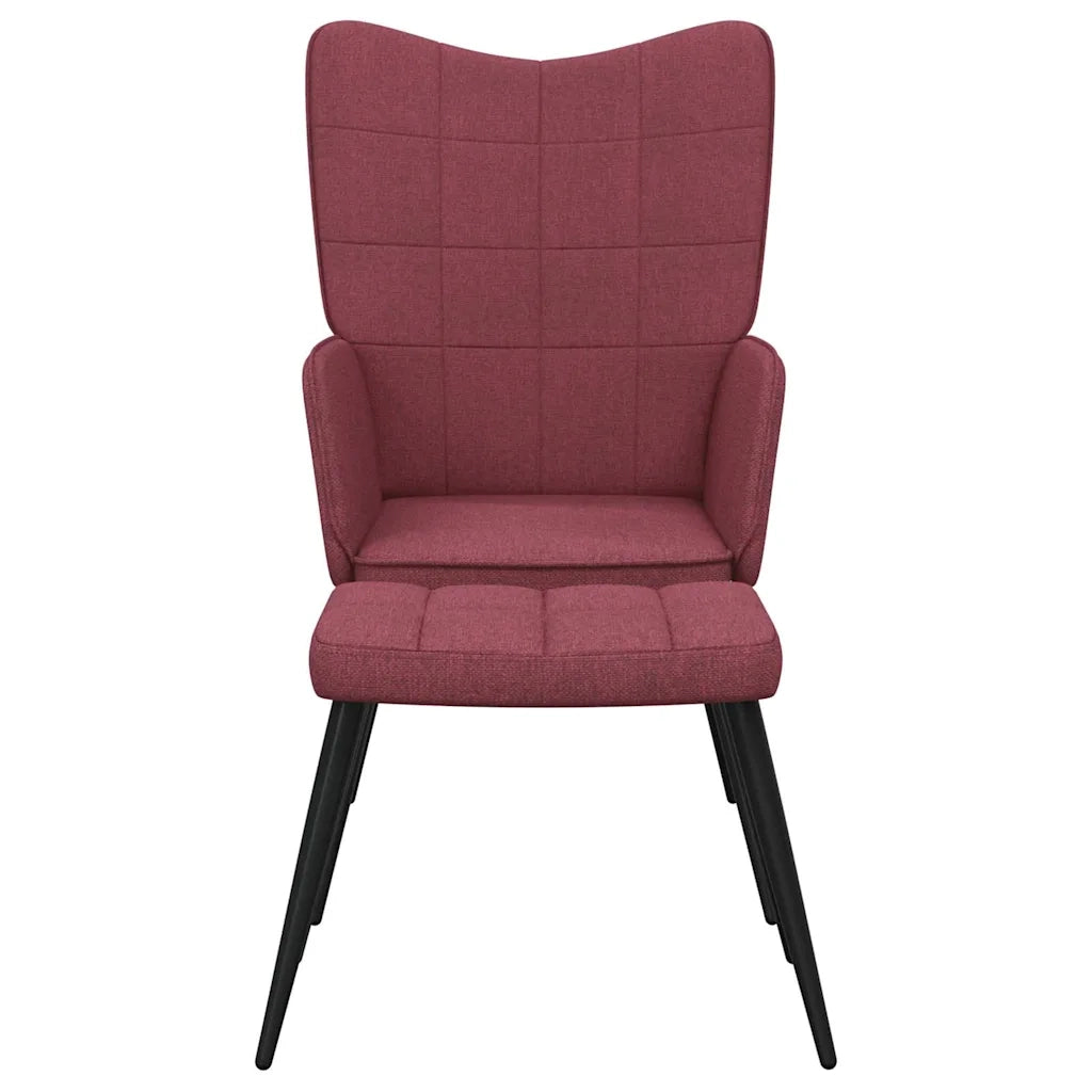 Sedia Relax con Sgabello Rosso Vino in Tessuto 327960