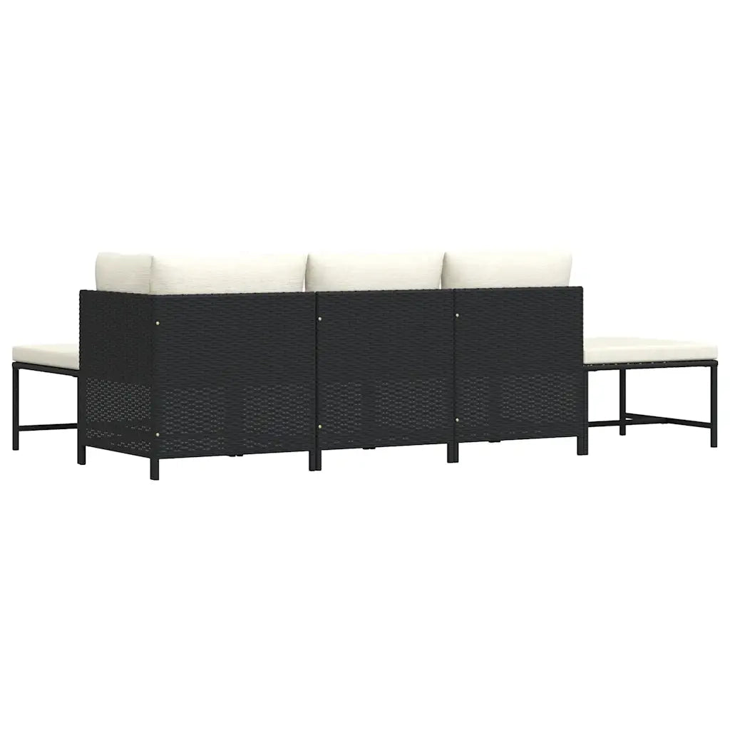 Set Divani da Giardino 5 pz | Set Salotto da Giardino con Cuscini in Polyrattan Nero