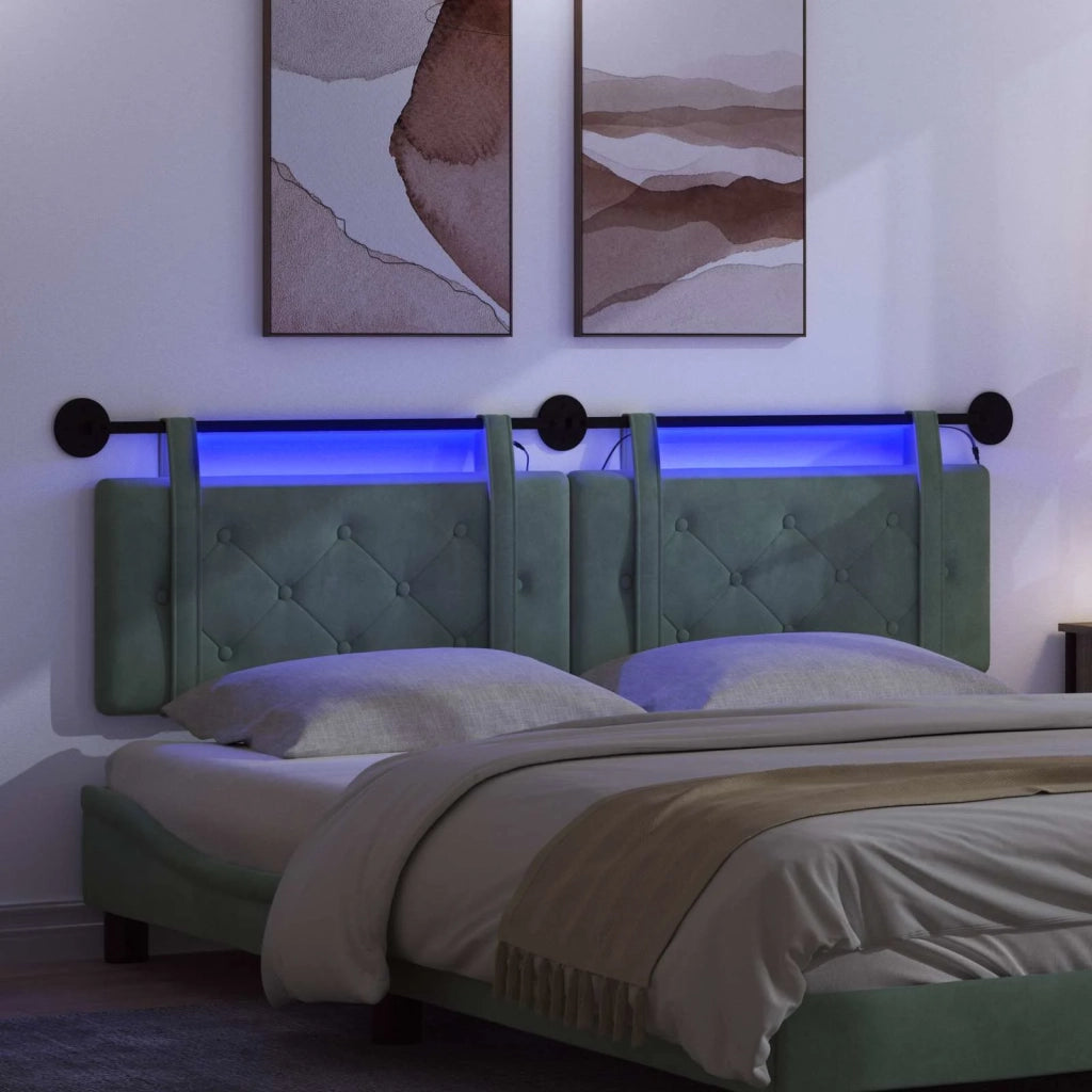 Testiera sospesa Con luce LED Verde Mare Velluto 3424203