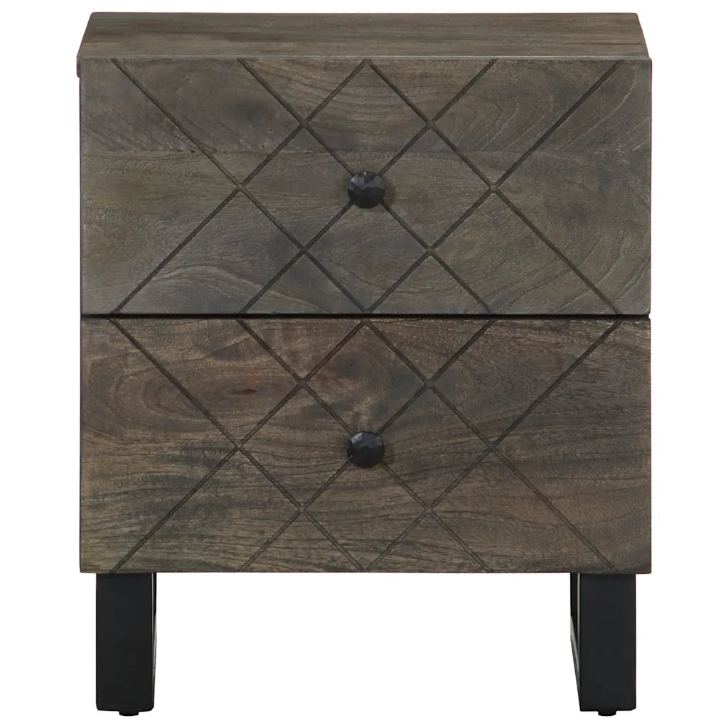 Comodini 2pz Neri 40x33x46 cm in Legno Massello di Mango 4017683