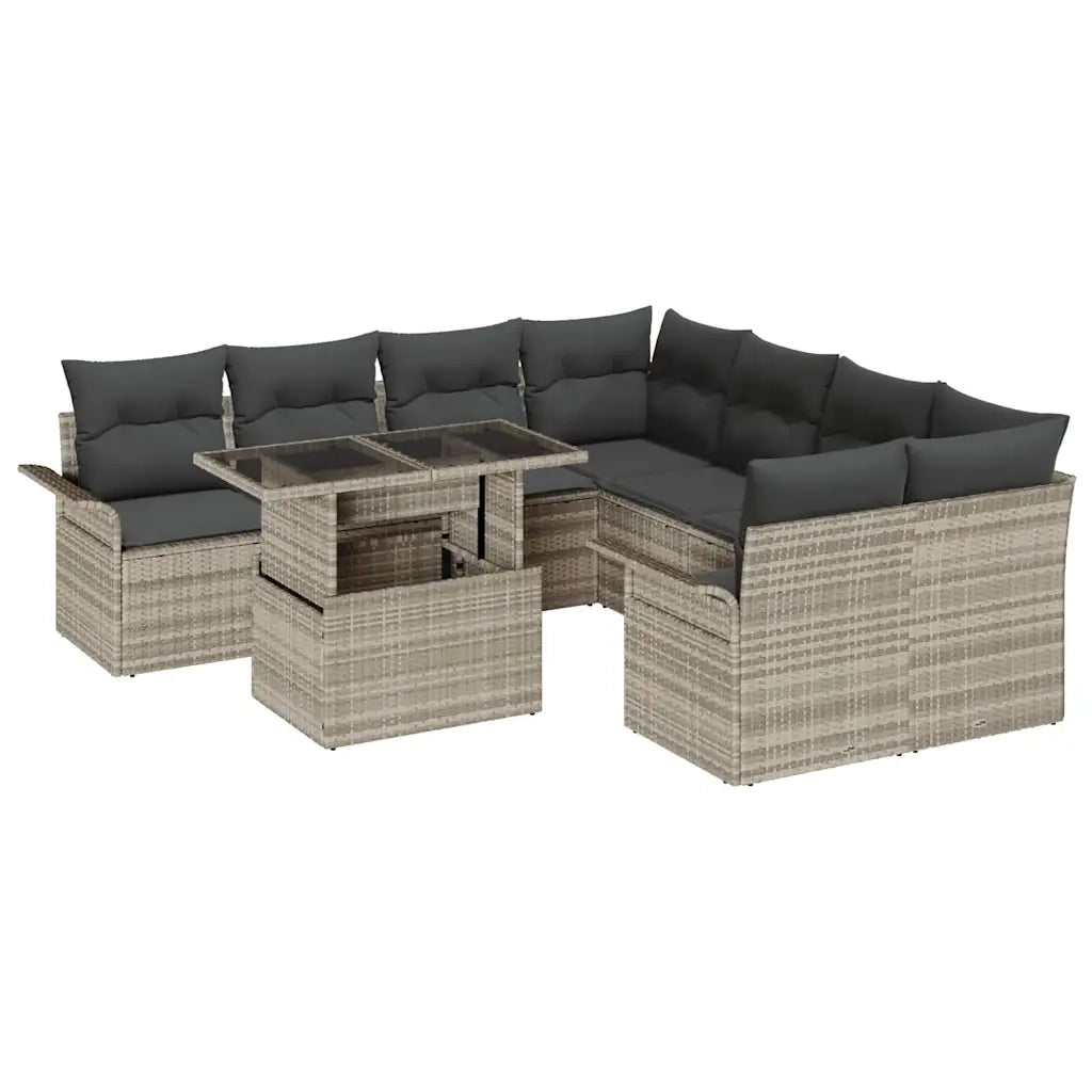 Set Divano da Giardino con cuscino 9 pcs Grigio chiaro 3356995