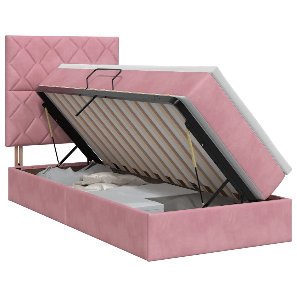 Letto con contenitore e materasso Rosa 90 x 190 cm Velluto 3459722