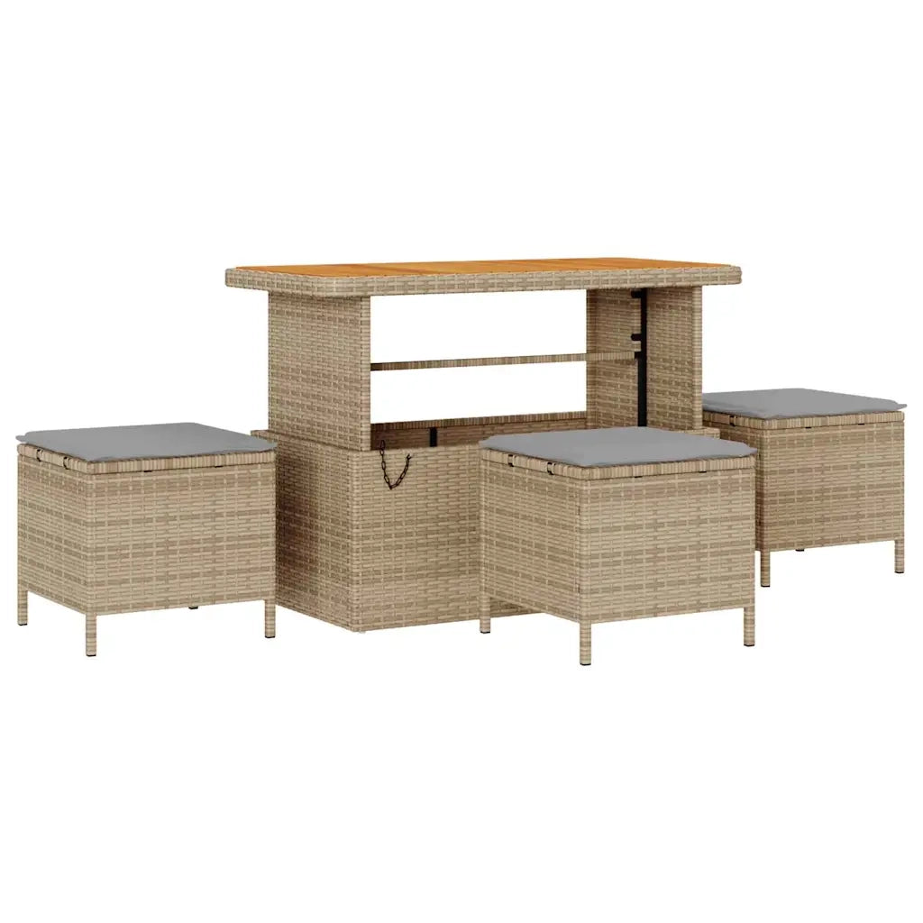 Set Divano da Giardino 9 pcs Beige e Grigio Chiaro polyrattan