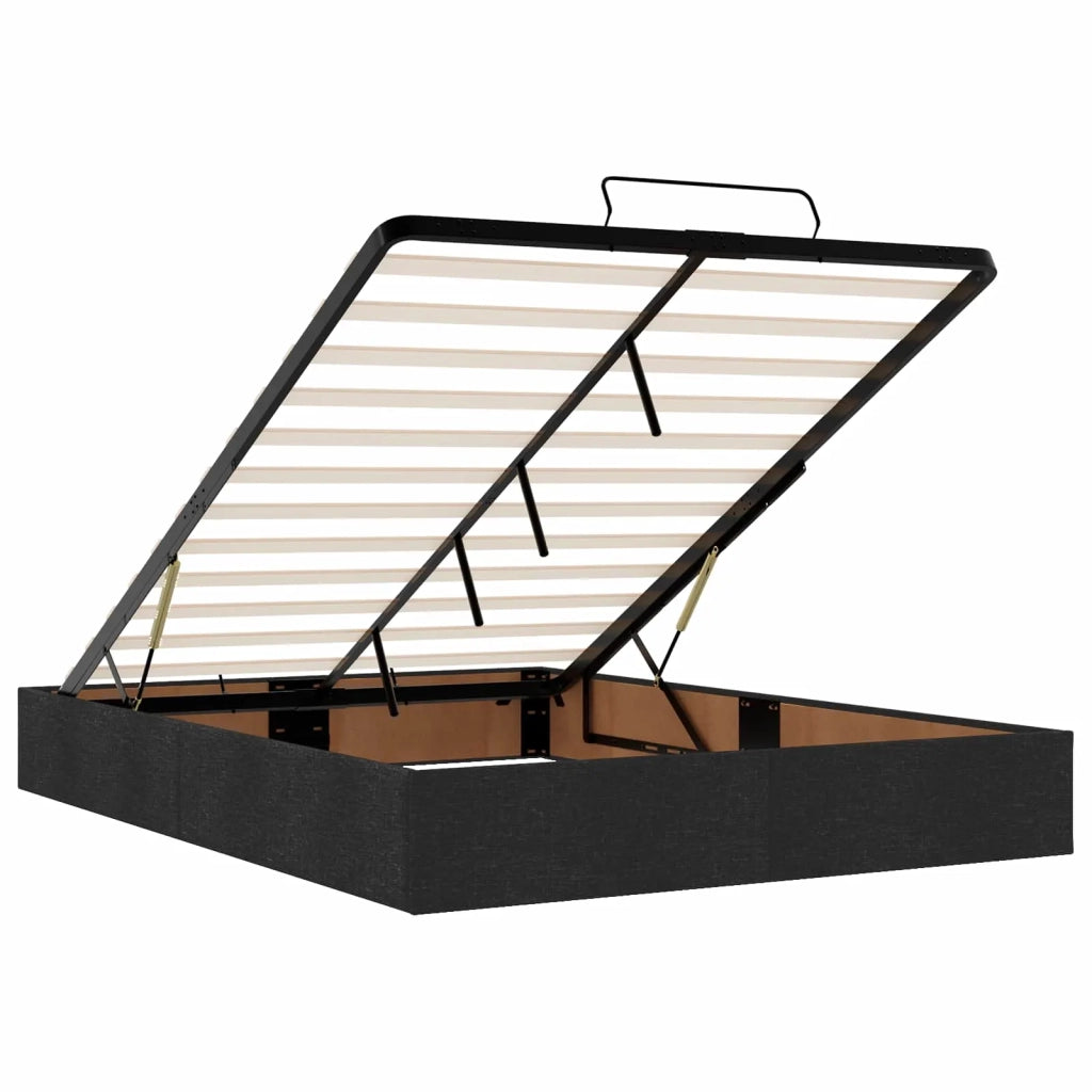 Letto ottomano con materasso Nero 160 x 200 cm Tessuto 3457586