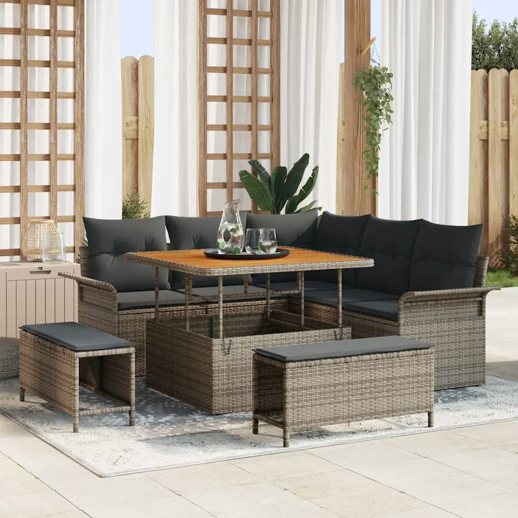 Set Divano da Giardino con cuscino con cuscino 8 pcs Grigio
