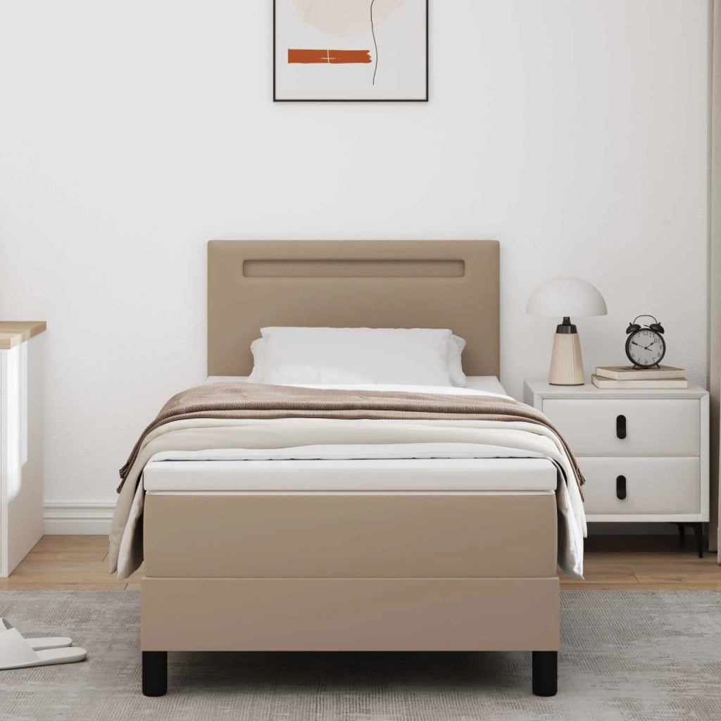 Letto a molle Cappuccino 90 x 200 cm Pelle sintetica 3339035