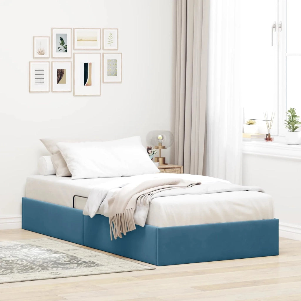 Letto ottomano con archiviazione Blu Scuro 90 x 190 cm Velluto 3442854