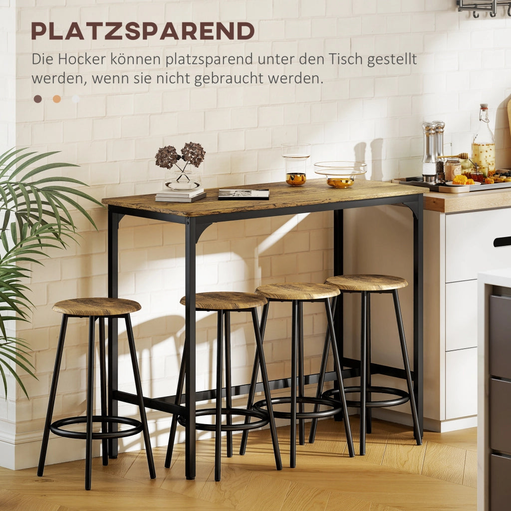 Set bar 1 tavolo + 4 sgabelli ¨C Minimal ¨C nero + marrone