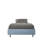 BS COM Letto una piazza e mezza con rete imbottito 120x190 microfibra azzurro