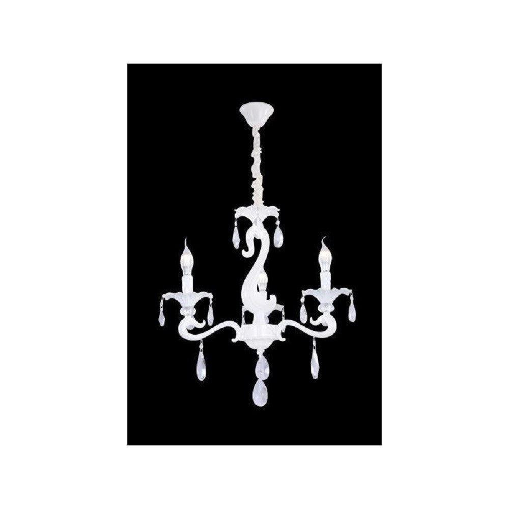 Trade Shop - Lampadario Soffitto Classico 3 Bracci E14 Vetro Cristallo Gocce Pendenti A15-3 -