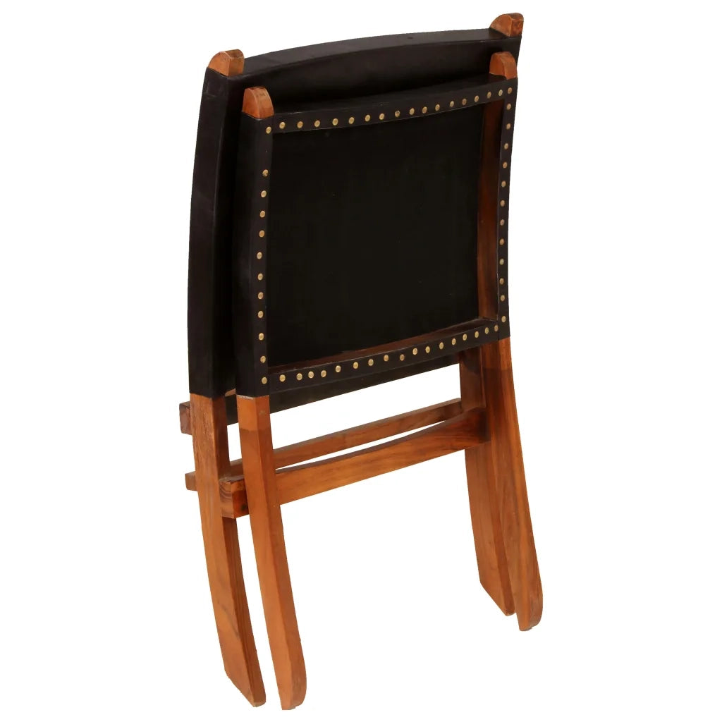 Poltrona Rilassante Pieghevole Nera in Vera Pelle 246364