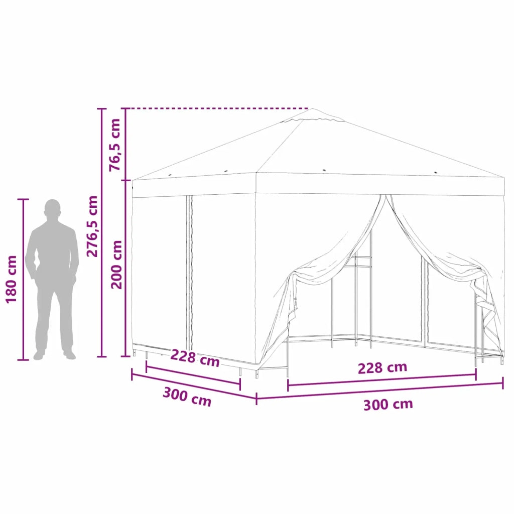 Gazebo da giardino con pareti laterali 3 x 3 m Beige 900337