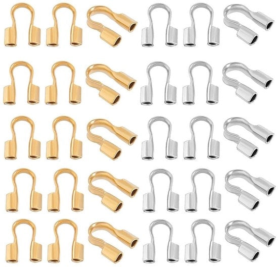 Protettore per cavi 100 pezzi - forma U - acciaio inossidabile - protezione per cavi - protezione per cavi per accessori di gioielleria - per accessori di gioielleria e DIY