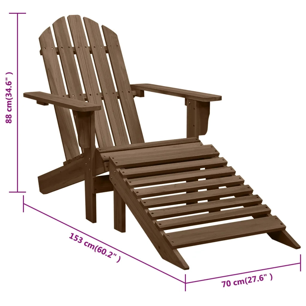 Sedia da Giardino con Poggiapiedi in Legno Marrone 45701