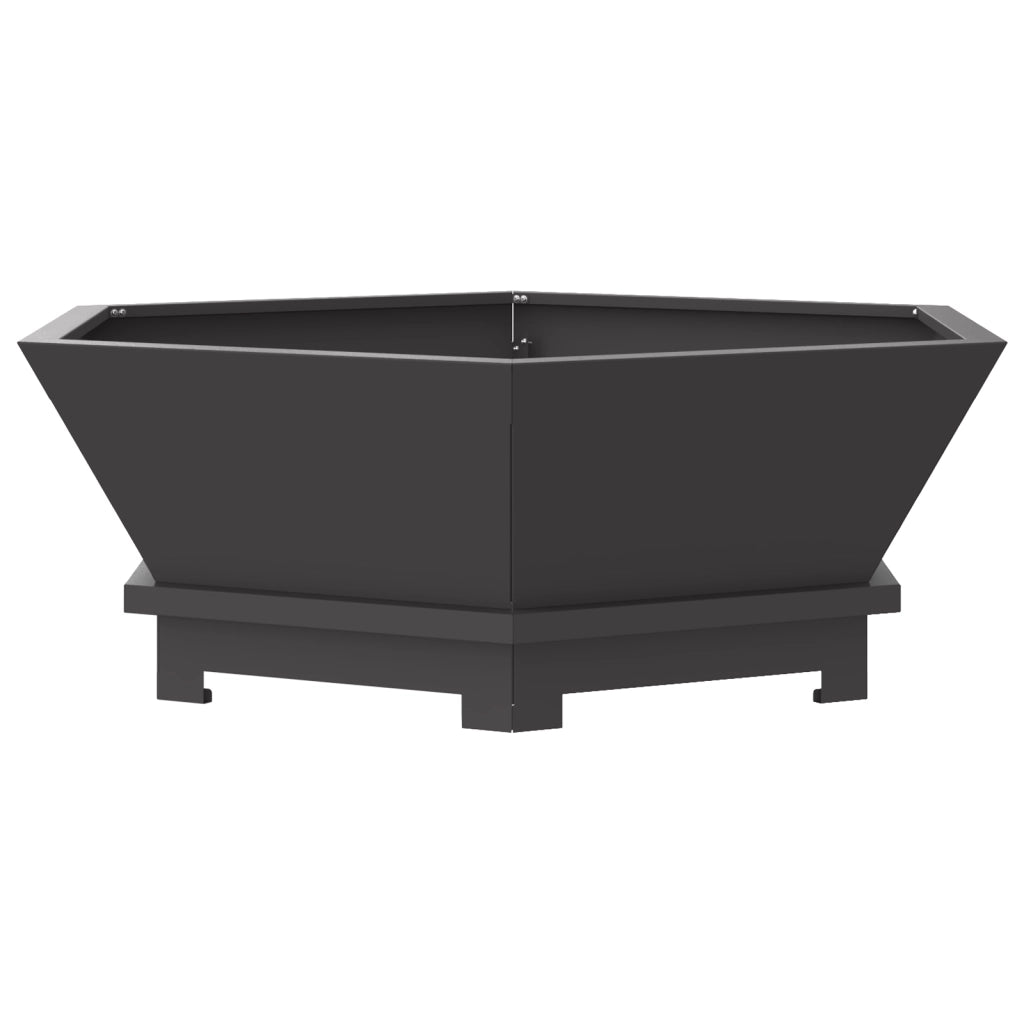 Focolare Esagonale Nero 75x75x28 cm Acciaio