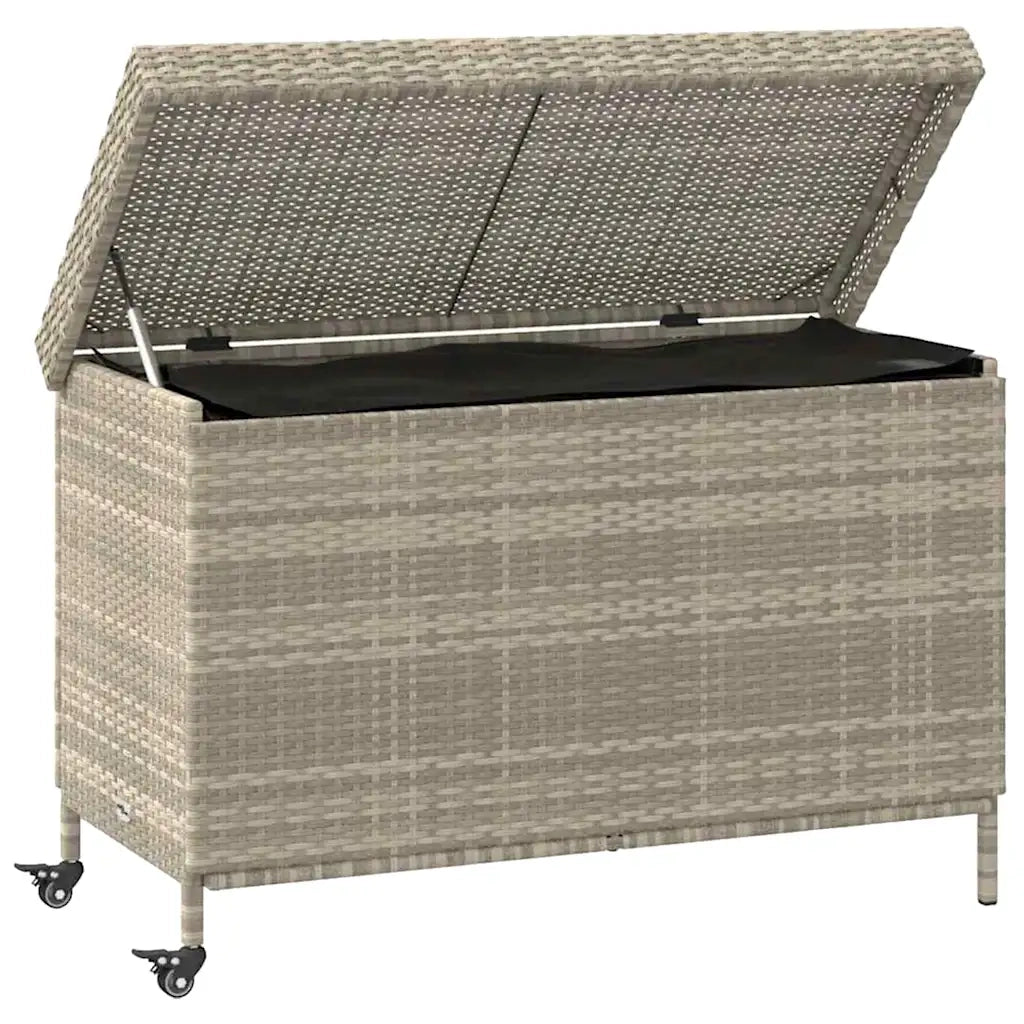 Contenitore da Giardino con Ruote Grigio Chiaro Polyrattan 4103830