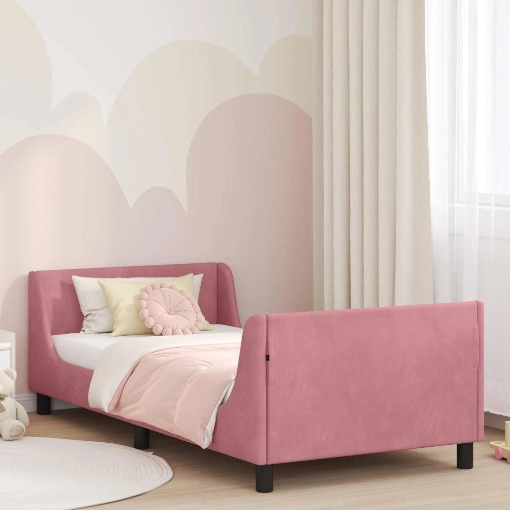 Struttura letto bambini con testata Rosa 90 x 190 cm Velluto 42010880