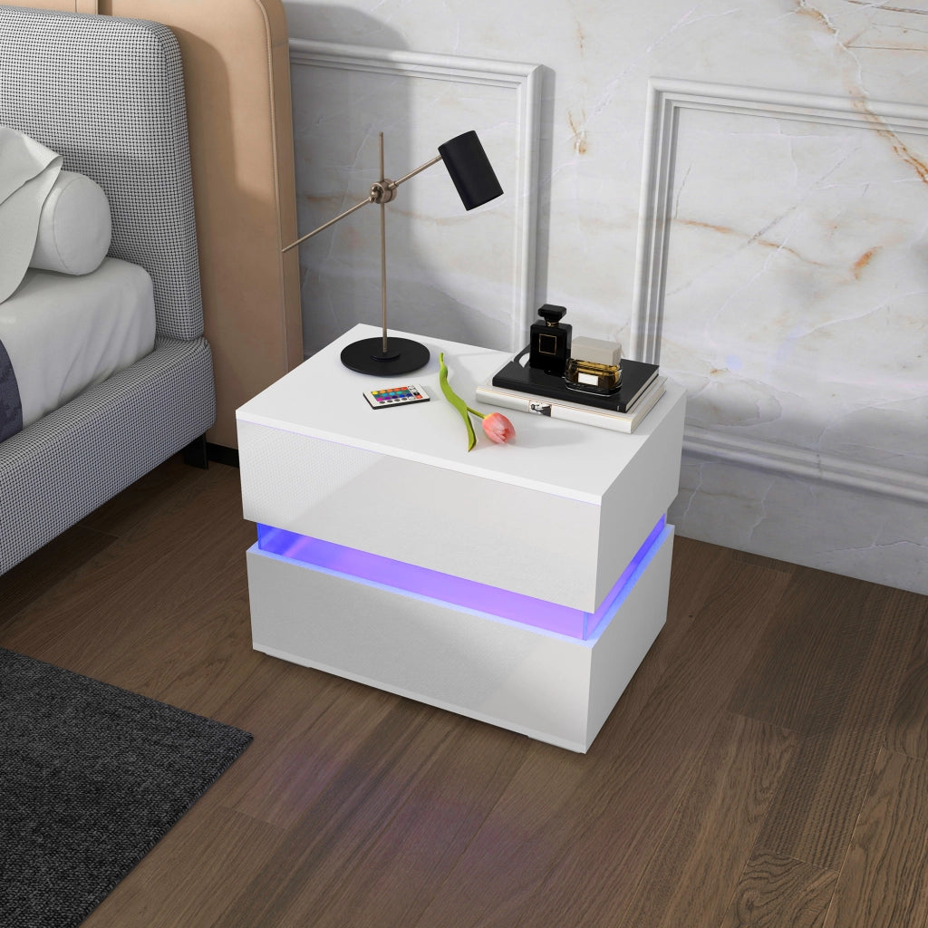 Comodino con luce LED ¨C zephmum ¨C Bianco 60x39x47
