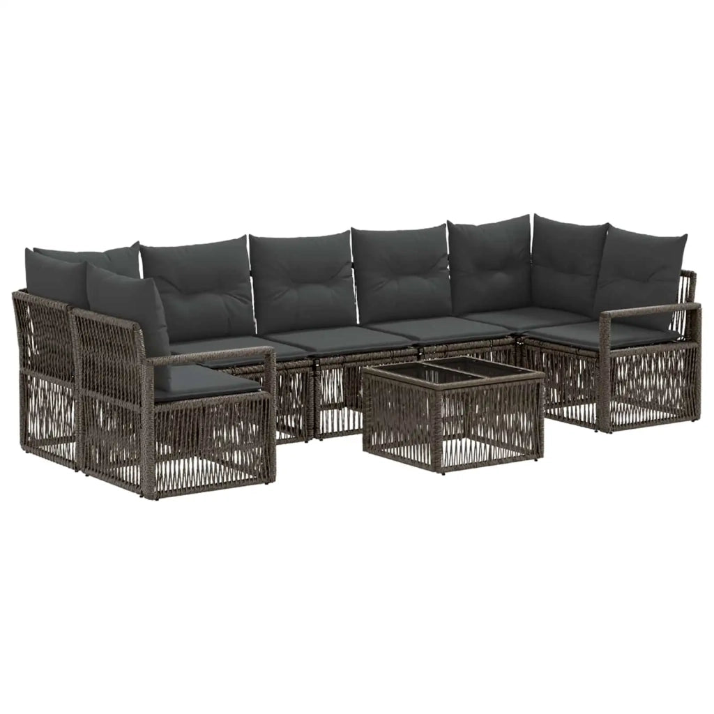 Set Divano da Giardino 8 pz Grigio polyrattan 3435653