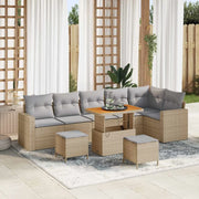 Set Divano da Giardino 9 pcs Beige polyrattan
