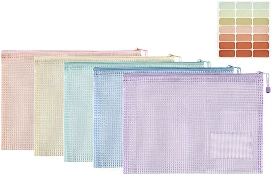 Documenti A3 con righello, documenti acqua-resistenti, strisce di righello, spazio per note, carta, ricevute, cosmetici, 5 colori