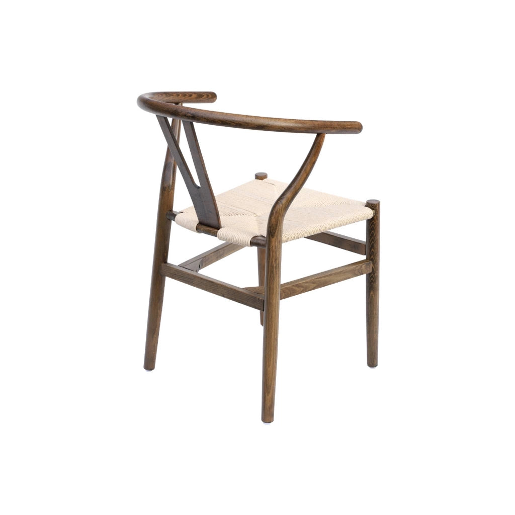 Set 2 sede in legno con seduta in corda, marrone