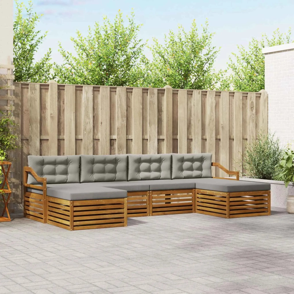 Set divani con cuscino 6 pcs Grigio Naturale e Chiaro 3373916