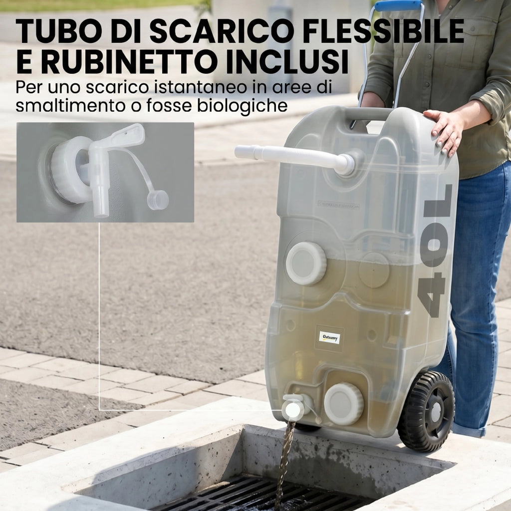 Serbatoio Acqua 40L con Ruote ¨C Minimal ¨C Grigio