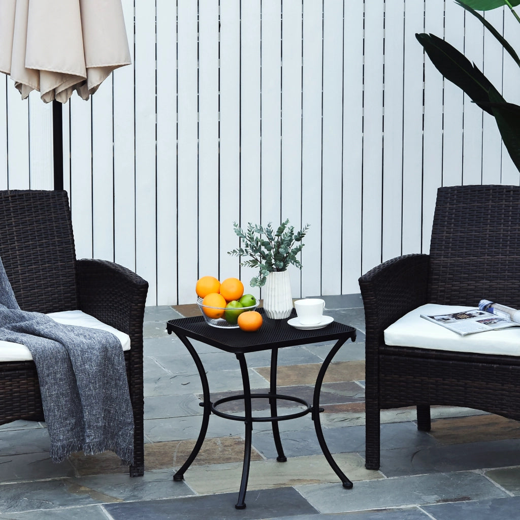 Tavolino da Giardino Quadrato in Acciaio ¨C Zephmum ¨C Nero, Piano Traforato, 45x45x50 cm