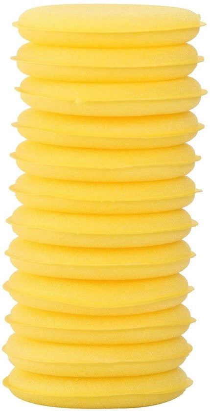 Set di Applicatori per Cera per Auto e Bicicletta - 12 pezzi - Alta Qualità - Colore Giallo - Pads per Applicazione di Cera - Adatto per Auto e Bicicletta - Materiale Microfibra
