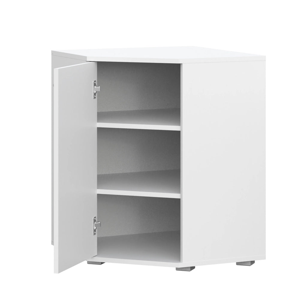 Commode FAUSKE - Capiente - Angolare - Bianco - Larghezza 138 cm, Altezza 74 cm, Profondit? 34 cm