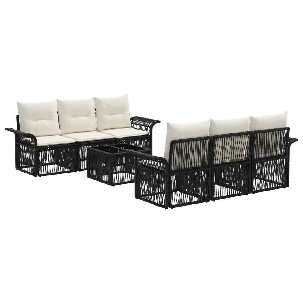 Set Divano da Giardino 7 pz Nero polyrattan 3434761