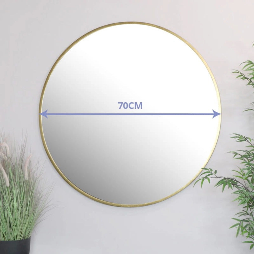Specchio da parete rotondo con cornice dorata 70 cm