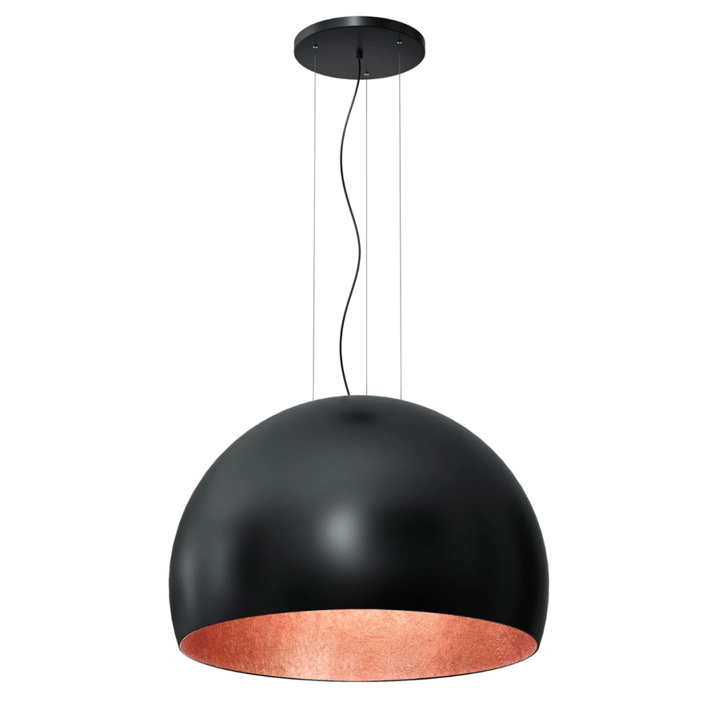 Lampada a sospensione nera interno rame Ø80 Compo Luminex
