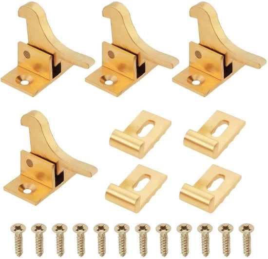 Set di Cerniere per Finestre - 4x Cerniere in Ottone - Piastra in Ottone - Duraturo - Viti di Montaggio - Dimensioni 28x15x11 mm - Cerniera per Porta