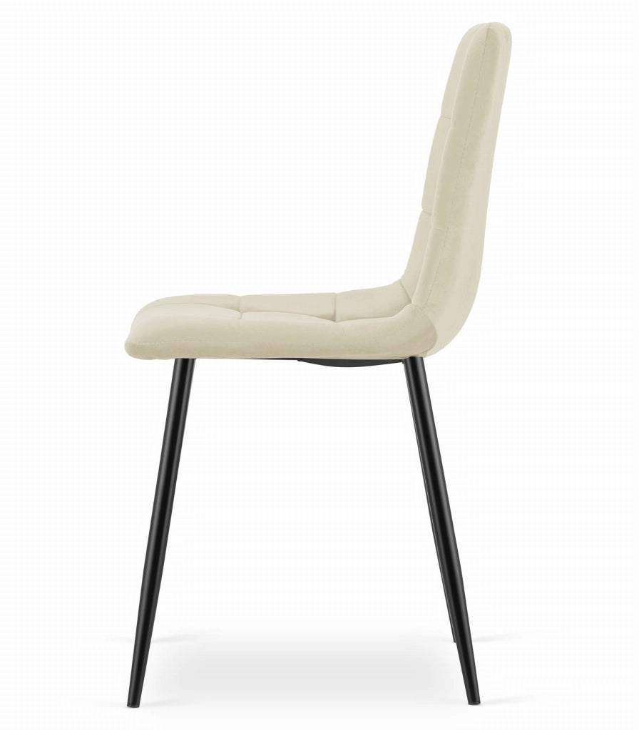 Sedia VALORA KARA - Moderna in velluto beige con gambe nere x 3