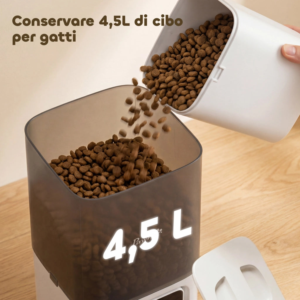 Distributore Automatico Cibo Gatti 4.5L ¨C Xylo ¨C con APP e Registratore Vocale