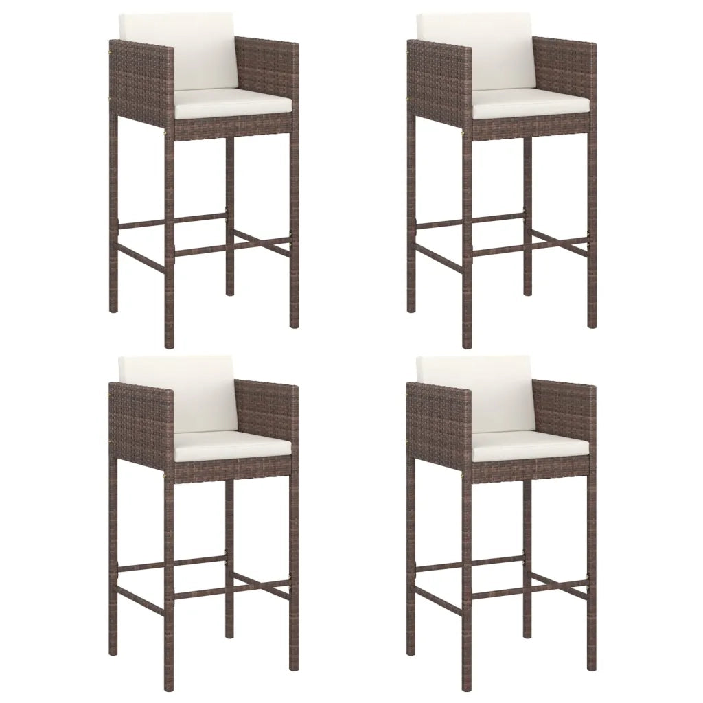 Sgabelli da Bar 4 pz con Cuscini Marroni in Polyrattan 316659