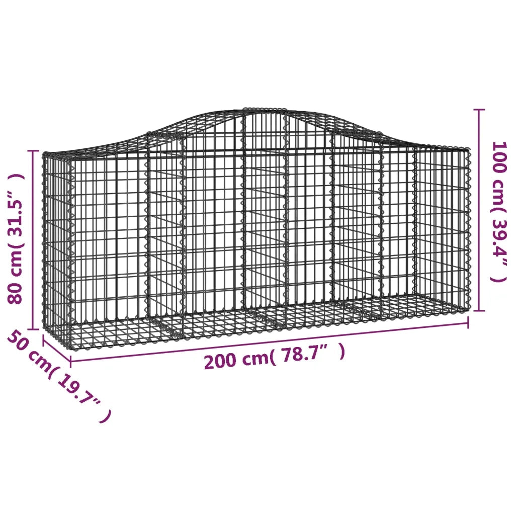 Cesto Gabbione ad Arco 200x50x80/100 cm Ferro Zincato 153394