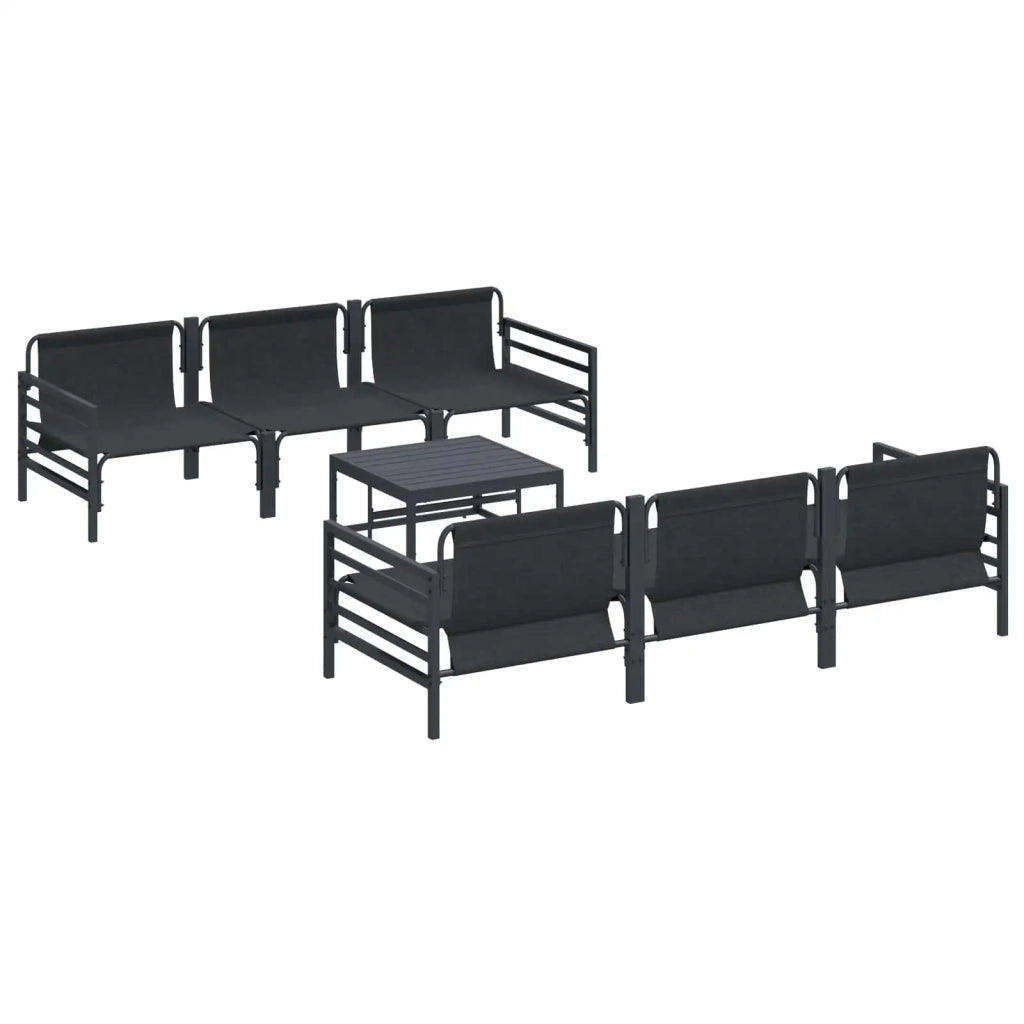 Set Divano da Giardino con cuscino 7 pcs Nero Acciaio 3378956