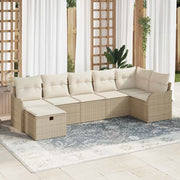 Set Divano da Giardino con cuscino 7 pcs Beige Poly Rattan 3360332