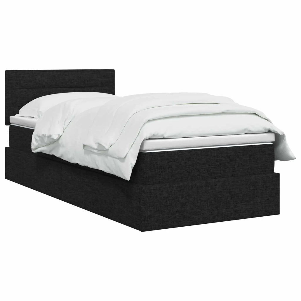 Letto con contenitore LED e materasso Nero 90 x 200 cm Tessuto 3458975