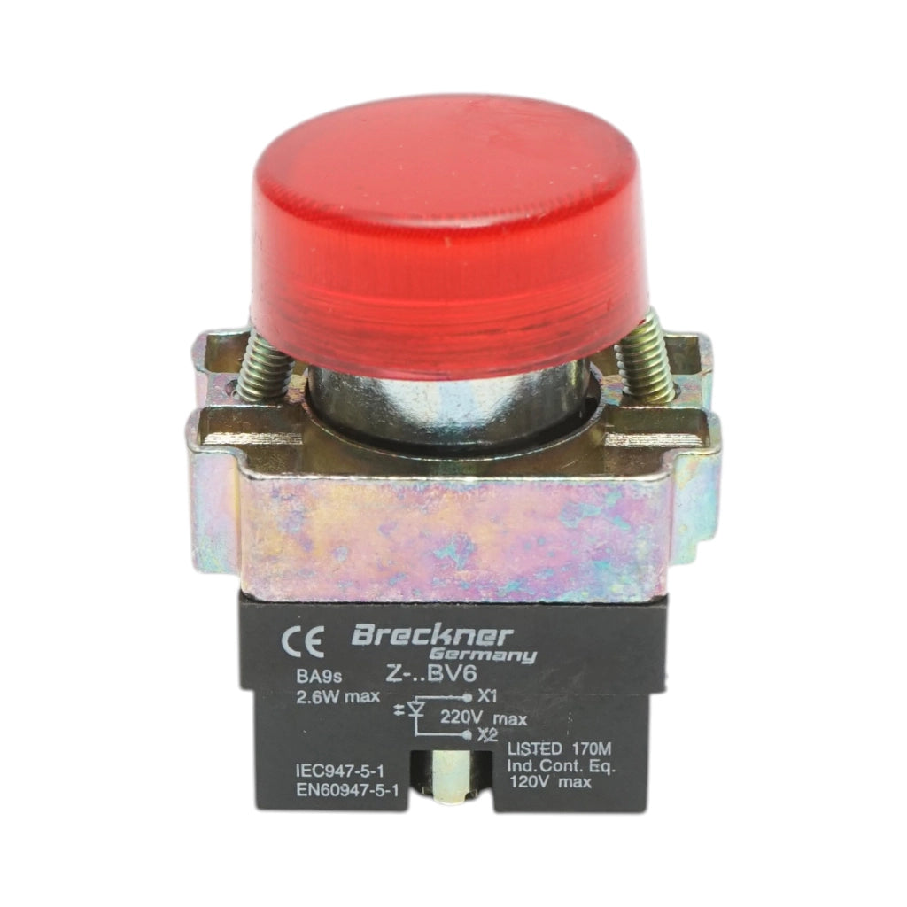 Pulsante indicatore LED rosso 220V LAY5 Breckner Germany