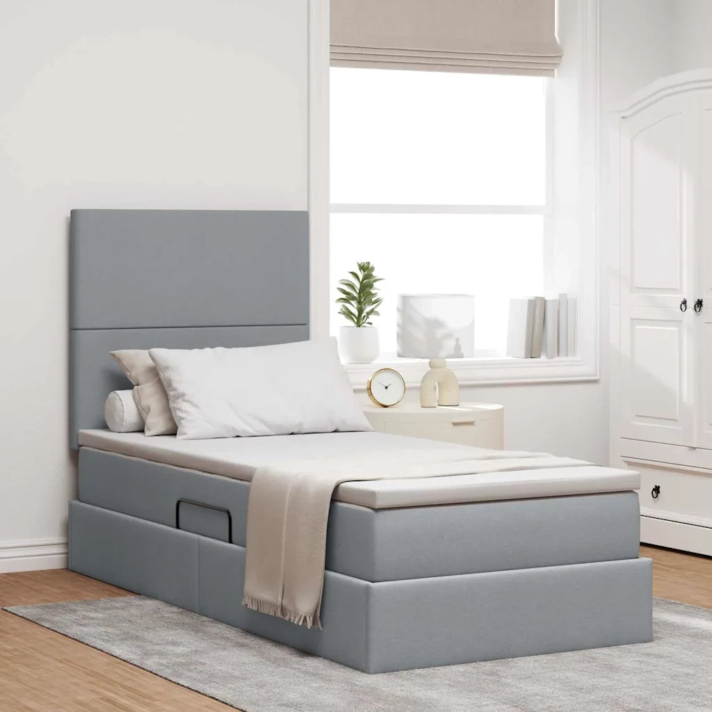 Letto con contenitore e materasso Grigio chiaro 90 x 200 cm 3371691