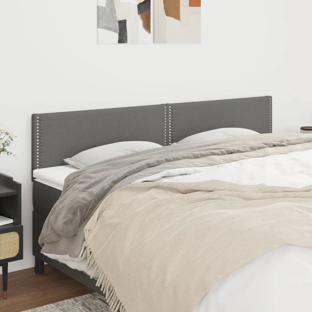 Testiera 2 pz-Set di 2 Testata-Testiera Decorativa Grigio Scuro 90x5x78/88 cm in Tessuto 125645