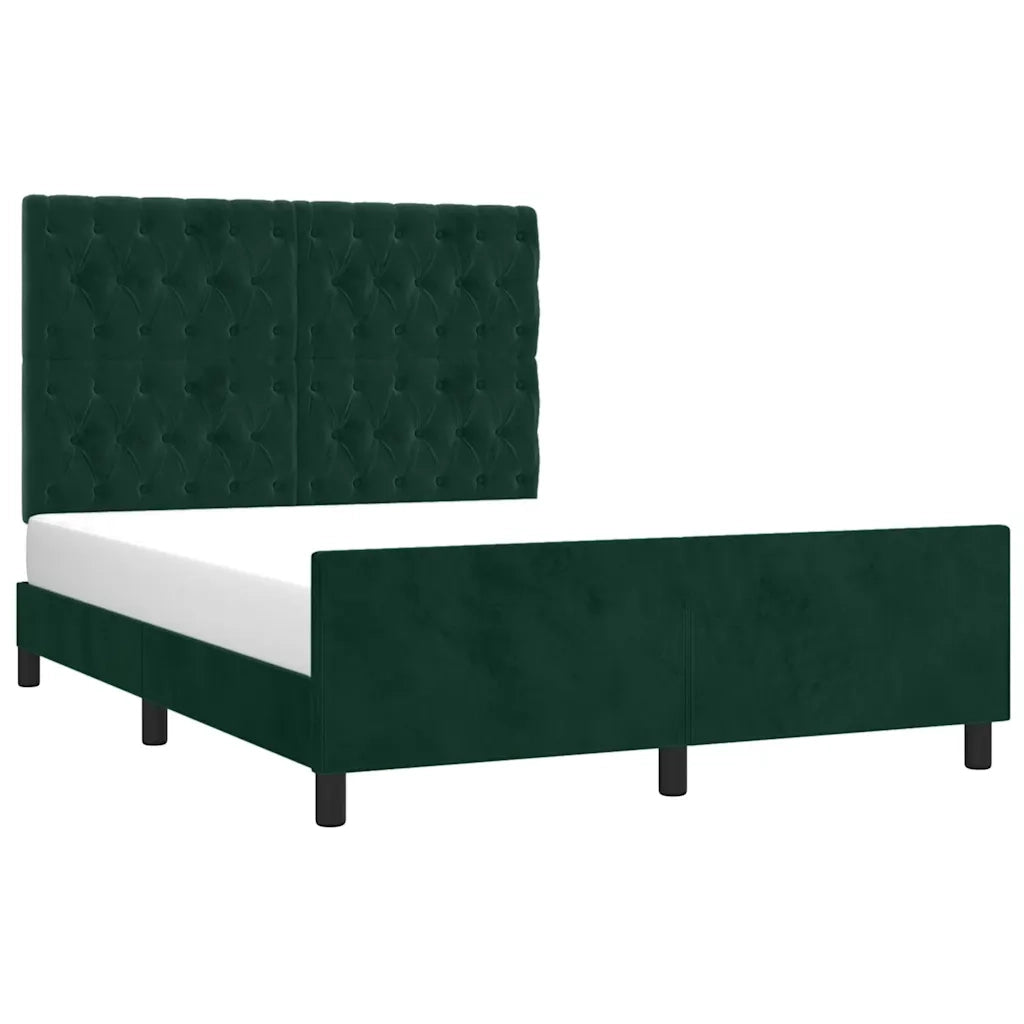 Letto matrimoniale | Letto per adulti | Giroletto senza Materasso Verde Scuro 140x190 cm in Velluto