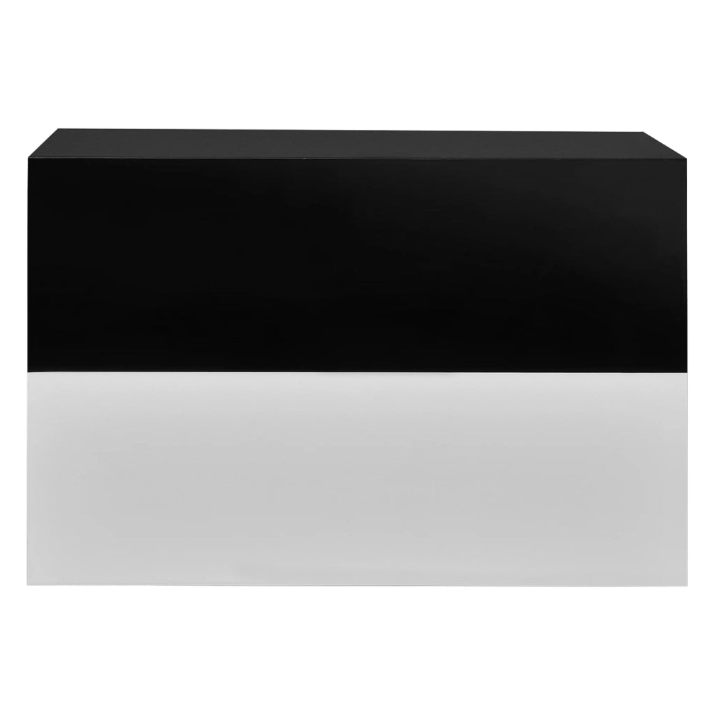 Set di due mensole da parete per camera da letto con 2 cassetti laccato bianco 46 ​​x 30 x 15 cm  laccato nero 03_0007097