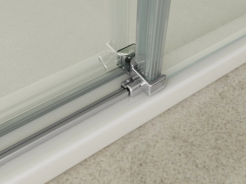 Box doccia scorrevole con anta fissa in cristallo 8mm H.195cm FLUIDA 90x100 cm,Flacone anticalcare escluso