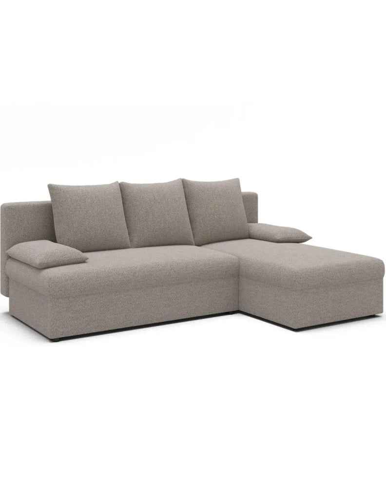 Divano angolare trasformabile Beige 3 posti 206x90x146cm GINA