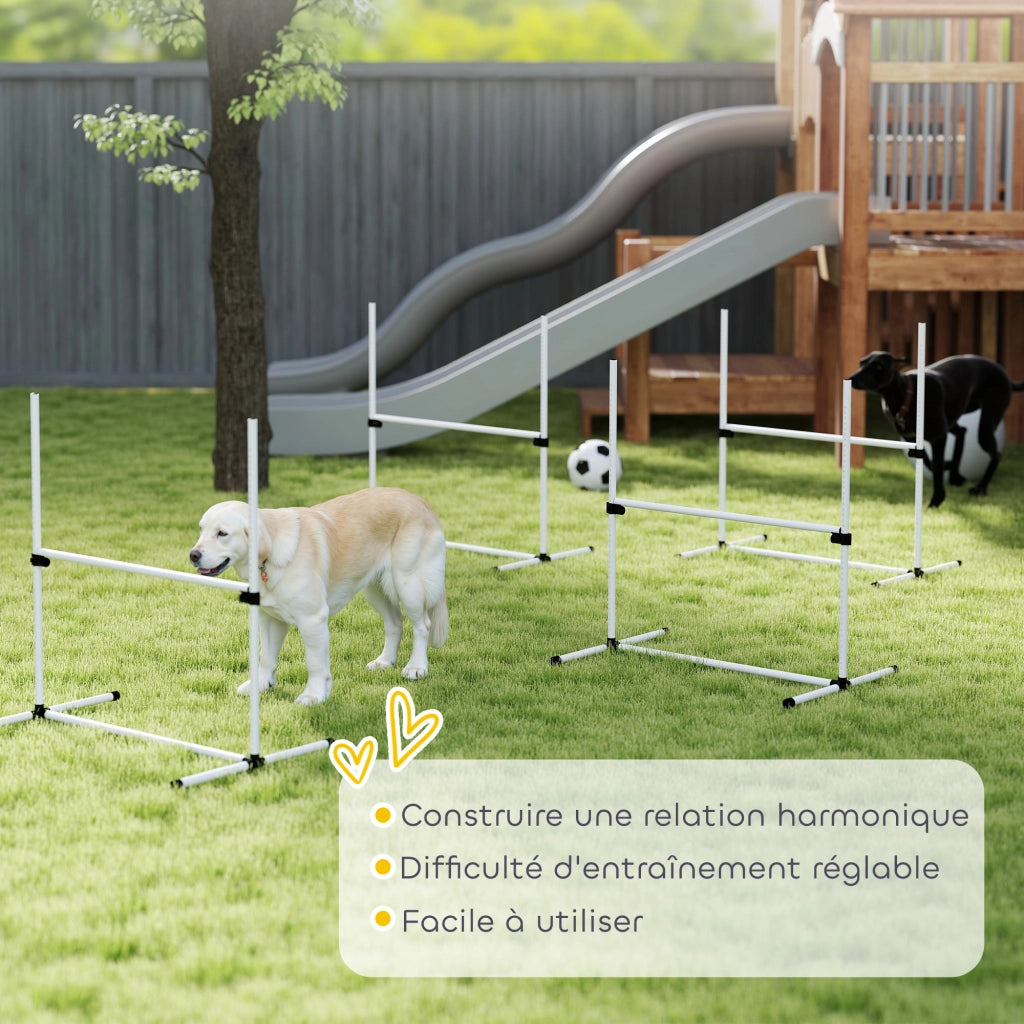 Set Agility per Cani ¨C Minimal ¨C 4 Ostacoli Regolabili in Plastica Bianco